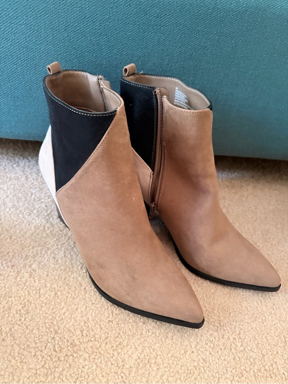 Women’s Tan Suede Pointed-Toe Ankle Boots